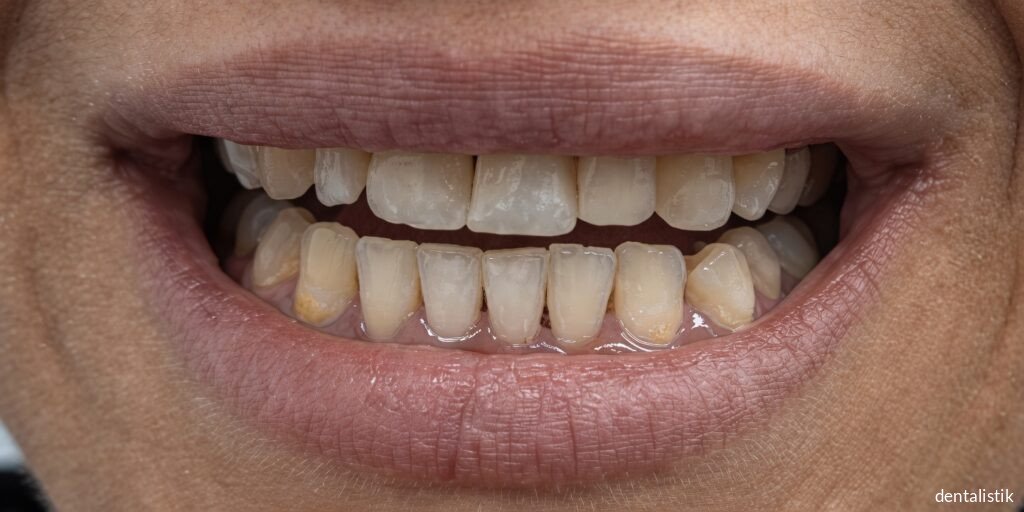Front teeth after composite filling for decay repair